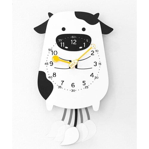Children lovely cartoon swing Wall clock modern decoration Pendulum clock creative animal wall digital clock reloj de pared
