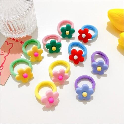 10pcs/bag Flower Children Hair Ropes Headdress Elastic Rubber Bands Cute Flower Hair Accessories Baby Accessories