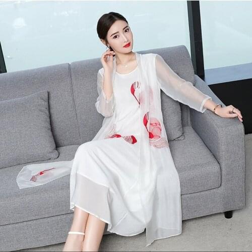 Retro Long Dresses Summer 2019 White Black Vestido O Neck Elegant Robe Vintage Femme Oriental Dress AA4667