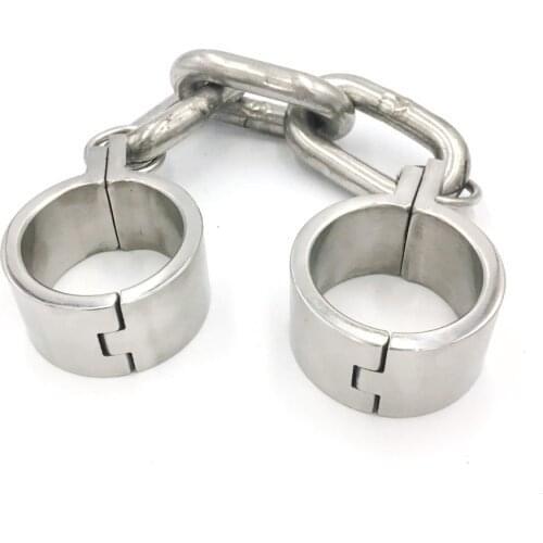 Sex Bondage Heavy Duty Metal Stainless Steel Wrist Cuffs Bondage Chain Female/Male Hand Restraint Sex Game SM Dungeon Gear