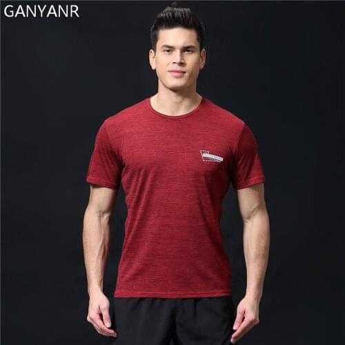 GANYANR Running T Shirt Men Basketball Tennis Sportswear Tee Sport Fitness Gym Jogging Tops Exercise Training Rashgard Slim Fit