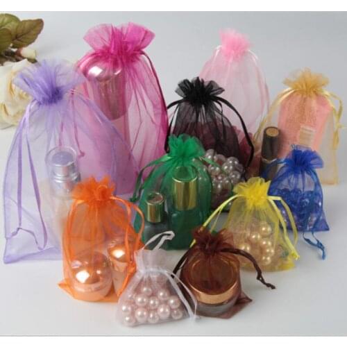 Hot 1000pcs Organza Bags 11x16 13x18 15x20 17x23cm Christmas/Wedding/BirthdayJewelry/Gift Packing Drawstring Bags Free Shipping