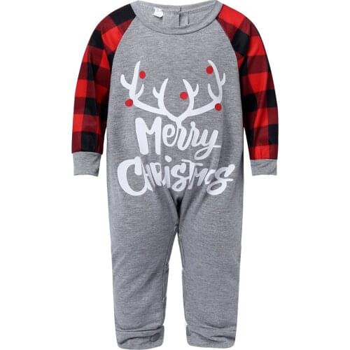 Infant Cotton Christmas Baby Boy and Girl Clothes Long Sleeve Print Pattern Antlers at Leg Opening Jumpsuit Romper Kids Clothes