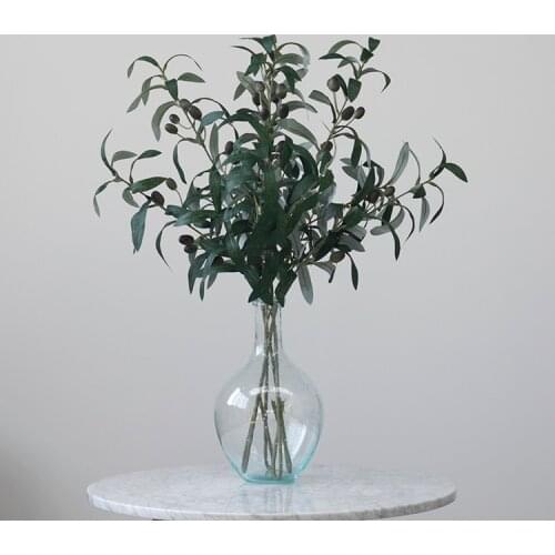 Artificial Olive Leaves and Fruits Branches Silk Flowers Green Bouquets DIY Leaf Home Party Garden Wedding Decor Photo Props