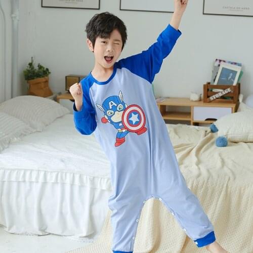 Blanket Sleepers Spring Autumn New Children Pajamas Lovely Cartoon Sleeping Bag For Boys Home Wear Kids Clothing Pure Cotton