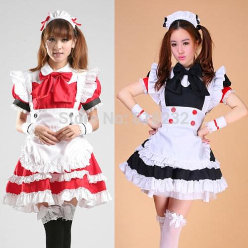 Lolita Cute Maid Apron Dress Meidofuku Uniform Outfits Anime Cosplay Costumes