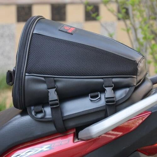 PU Leather Saddle Bag Motorcycle Rear Seat Bag Moto Tank Bag Racing Oil Tank Tail Bags Support customized and wholesal