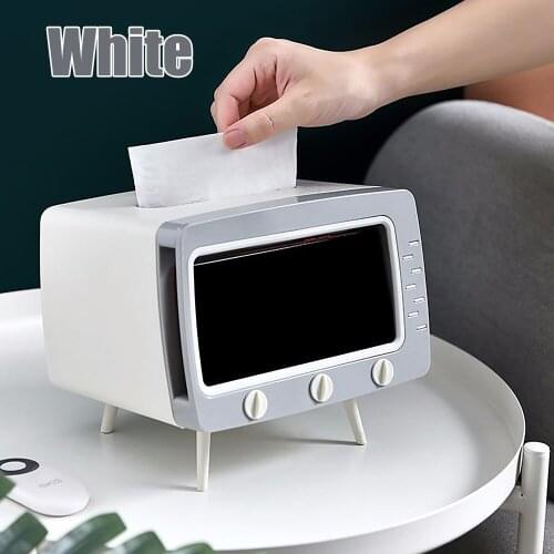 Creative Tissue Box Storage Multifunctional Creative Paper Pumping Phone Holder Paper Storage Box Dust-proof Household TV Shape