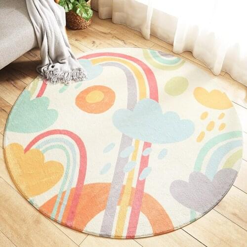 100/120cm Round Cartoon Lamb Cashmere Home Living Room Non-Slip Carpet Sofa Bedroom Tatami Bedside Rugs