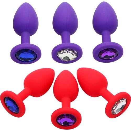 Prostate Massage Silicone Anal Plug Sex Toys for Men Women Colorful Crystal Jewelry Butt Plug for Beginner