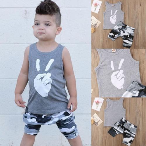 Summer New Kids Boys Clothes Set Cute Baby Boy Cotton Vest Camo Shorts Children Fashion Casual Clothes Outfit