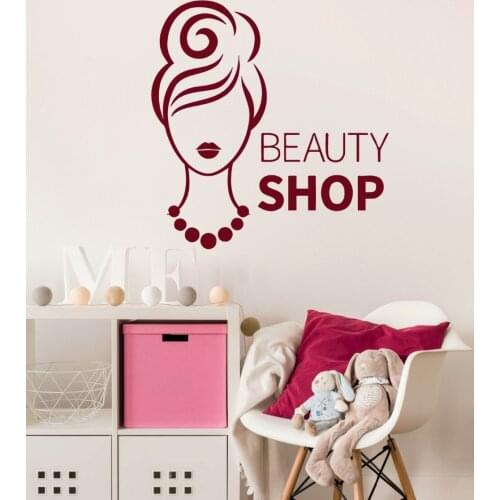 Fashion Woman Wall Decal Beauty Shop Interior Vinyl Wall Stickers Removable Art Mural DIY Decor Modern Design Girl Decals SYY924