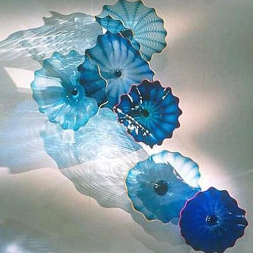 Decorative Hanging Plate Blue Wall Lamps Diameter 30 to 35 CM Nordic Murano Glass Arts for Living Room