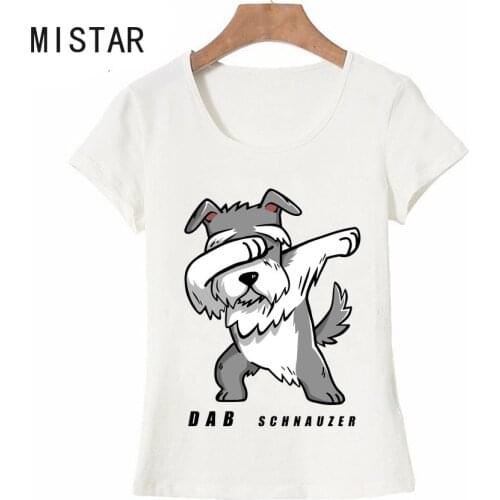 New Summer Fashion Women T Shirts Dabbing Schnauzer Dog Funny T-Shirt Cute Dog Panda Dab Design Casual Tops Hipster Hip Hop Tee