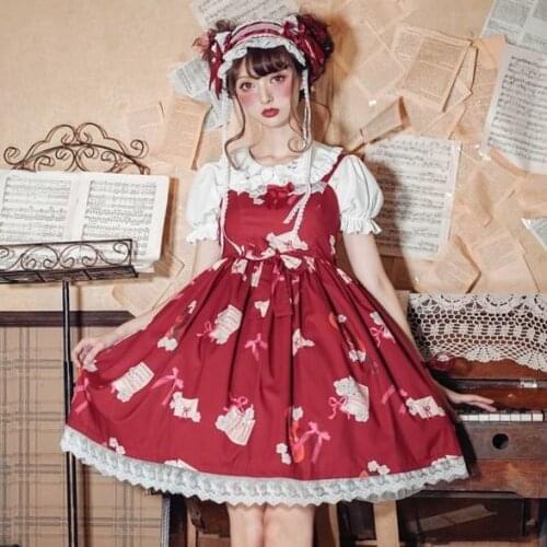 Lolita Kawaii Tea Party Sound Of Music Jsk Daily Cute Girl Lolita Dress Summer Gothic New Japanese Suspender Dress