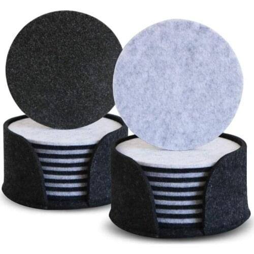 Usable Felt Coasters for Drinks Absorbent with Holder, Table Cup Wine Bar Coasters Set for Glasses, Modern Decorative Drink Coas