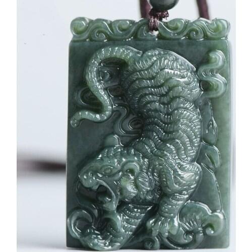 Natural He tian Jade Tiger Jade Pendant Jewelry Lucky Exorcise evil spirits Auspicious Amulet Jade Pendant Fine Jewelry
