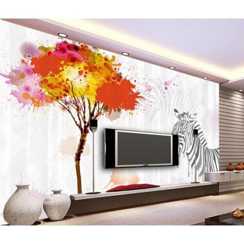 Custom papel DE parede infantil, abstract ink tree zebra murals for the sitting room bedroom wall fabric papel DE parede