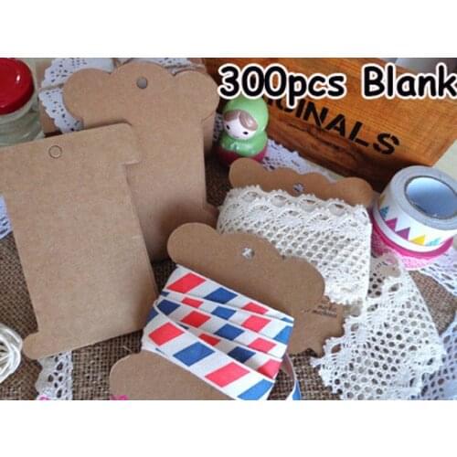 300pcs Kraft Cardboard Blank Bobine Gift Tag Drawing Bobbine Cards Spool 8x10cm DIY Party Paper Cards Garment Tags Label