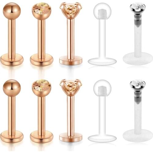 JFORYOU 16G Lip Stainless Steel Lip Labret Medusa Piercing Tragus Cartilage Studs Earring Bio-Flex Comfortable Body Jewel