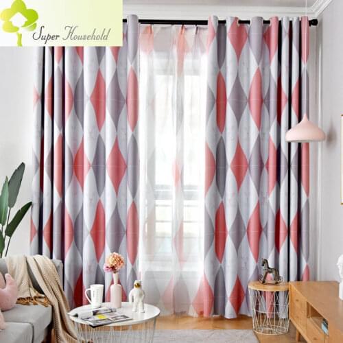 Nordic Style Diamond-shaped Curtains Fabric Shade Bedroom Living Room Finished Tulle for Kitchen Window Drapes Simple