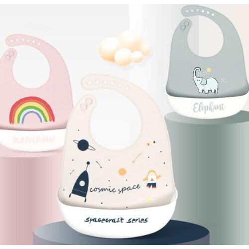 Silicone Bib Waterproof Saliva Dripping Cute Animal Bibs Cartoon Newborn Feeding Soft Edible Aprons Baby Adjustable Burp Scarf