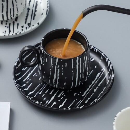 Nordic coffee mugs cups and saucers luxury and exquisite household high-end ceramic macaron cappuccino cups meteor pattern