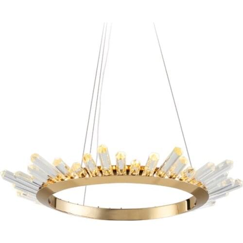 Modern Crystal LED Chandeliers Round Dining Room Living Room Lamp Villa Art Handing Lamps Gold SUN Suspension Lamps PA0729-B
