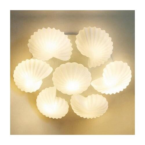 Mediterranean Conch Shell Glass Lampshade Ceiling Lamp for Living Room lamparas de techo abajur led living room ceiling light