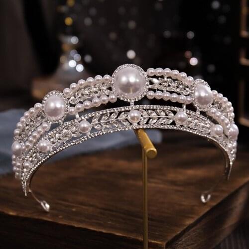 Wedding Headwear Zirconia Tiaras Hairband Bridal Hair Accessories Pearl Bridal Jewelry Crown Dinner Party Accessories
