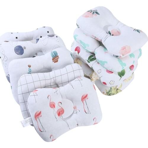Comfortable Cartoon Infant Support Prevent Anti Roll Baby Pillow Flat Head Neck Infant Cotton Cushion Baby Pillows