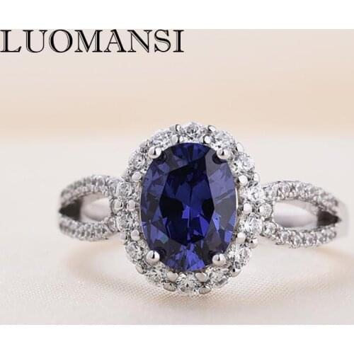 Luomansi Jewelry 2021 New Vintage S925 Silver Ring for Womens Natural Sapphire Rings Party Anniversary