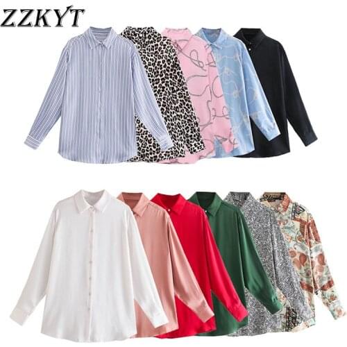 ZZKYT 2021 Women Autumn Vintage Single Breasted Casual Blouses Fashion Lapel Collar Long Sleeve Female Shirt Chic Tops Vestidos
