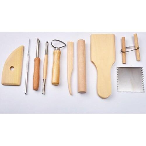 10pcs/set Sculpting Tool Pottery Tools Wood Handle Pottery Set Wax Carving Sculpt Smoothing Polymer Shapers Pottery Ceramic Tool