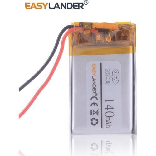 10pcs/Lot 3.7V 140mAh 302030 Li-Polymer Li-ion Battery For bluetooth headset MP3 MP4 GPS Bluetooth cell battery toys 032030