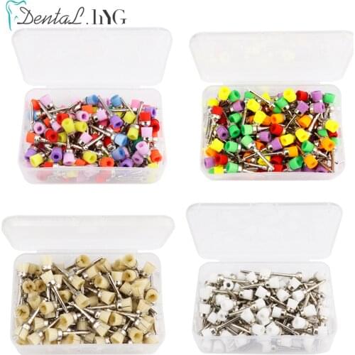 100Pcs/Box Dental Polishing Brushes Teeth Polish Oral Cleaning Prophy Brush Colorful Nylon Latch Type Dentist Tool Lab Material