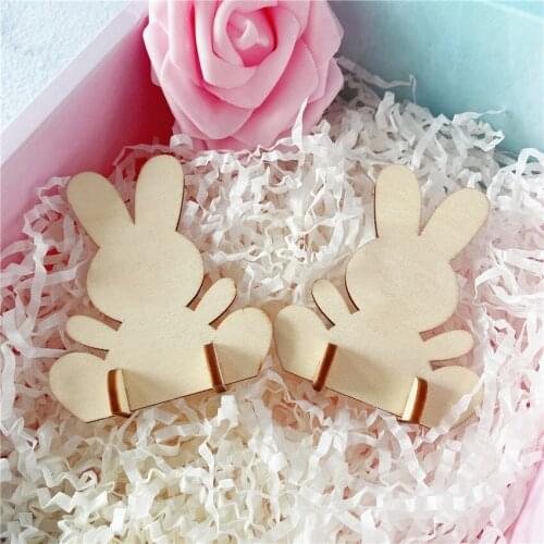 10cps Happy Easter Decor DIY Wooden Rabbit Craft Easter Desktop Ornaments Event & Party Supplies Home Table Decorations Gifts