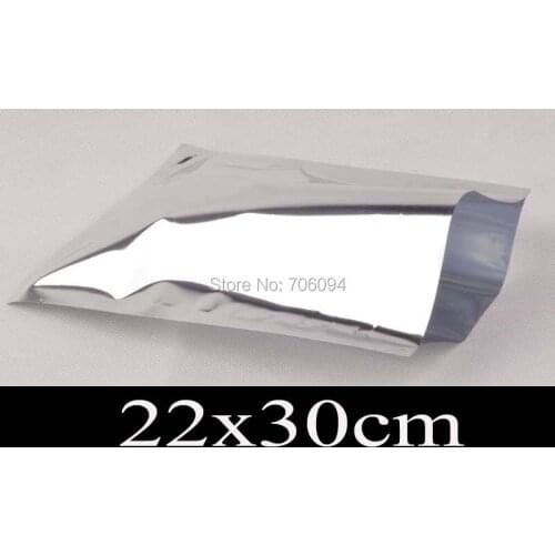 22*30cm shiny silver Aluminum Foil Plastic Bag,Heat seal silver Aluminum foil bag,Plain pocket plastic food Bag,150pcs/lot