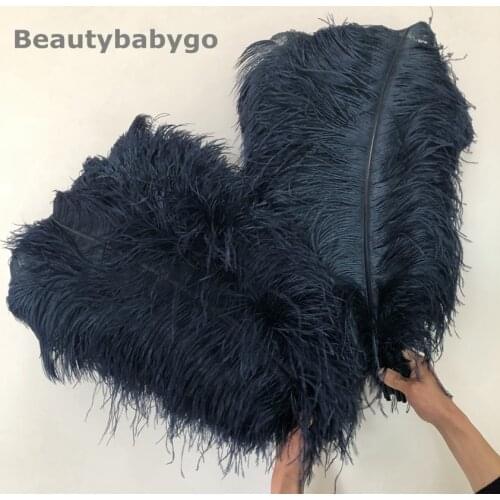 25PCS 70-75cm Long Fluffy Ostrich Feathers Navy Blue Dyed Ostrich Plumes for Wedding Decorations Vase Hotel Accesorys AA quality