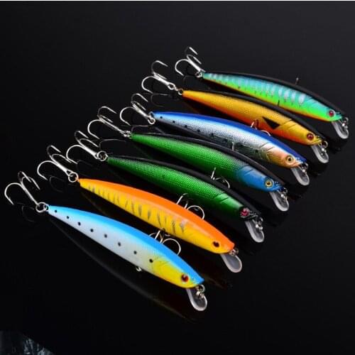 6# With Hook Sea Fishing Lures7Colors 10g/11cm Artificial Minnow ABS Plastic Hard Bait 3D Simulation Eyes Bionic Bait
