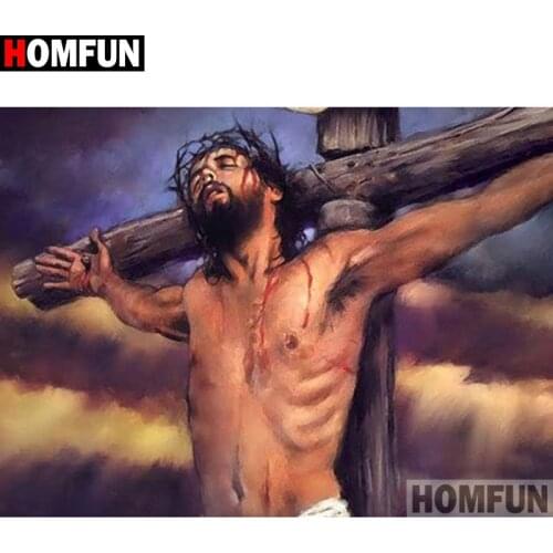 HOMFUN Full Square/Round Drill 5D DIY Diamond Painting "Cross man" 3D Diamond Embroidery Cross Stitch Home Decor A20112