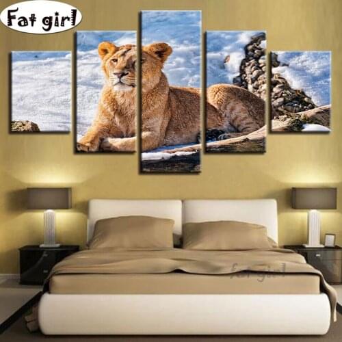 Diamond painting full square round Tiger in the snow 5D DIY mosaic hand drill pictures cross stitch embroidery Home furnishings