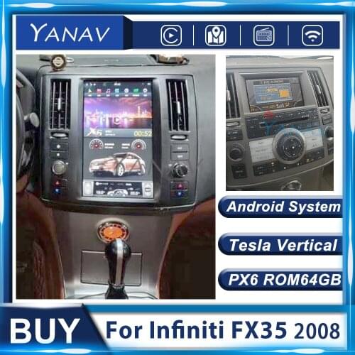 Car stereo radio audio player Car GPS navigatio For Infiniti FX35 2008 Android Vertical screen car multimedia video DVD player