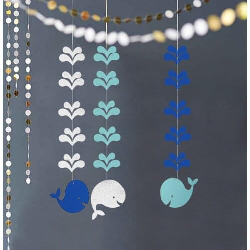 Glitter Garlands String Chain Whale Splash Hanging Banner Kindergarten Kids Bedroom Baby Birthday Wedding Party Decor