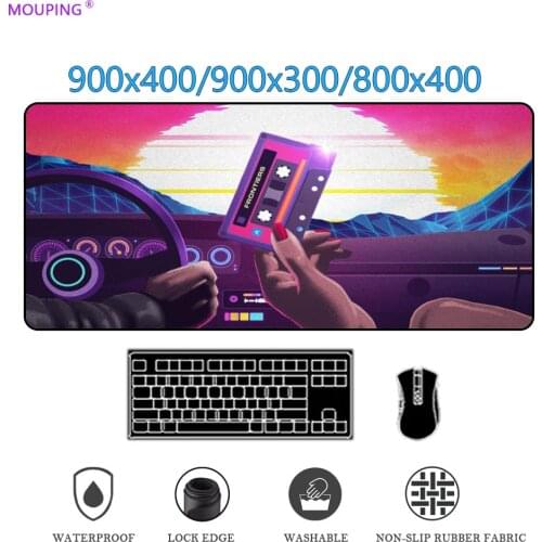 Black Space Mouse Pad Blue Gaming Retrowave Desk Mat Cute Carpet Anime Mousepad Pink Gamer Accessories Deskpad Mat DropShipping