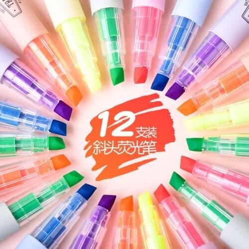 Deli Highlighter School Markers Pen 72pcs Pastel Highlighter Japanese Stationery Fluorescent Markers Cute Office School Things