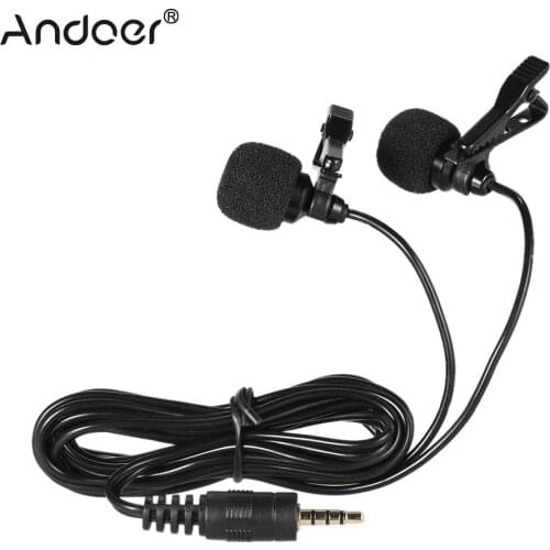 For iPad iPhone huawei Smartphones 150cm Cellphone Smartphone Mini Dual-Headed Omni-Directional Mic Microphone with Collar Clip