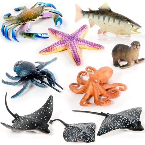 Simulation Figurines Toy Sea Animals Model Octopus,Seal,Crab Action Figures Ocean Aquarium Fish Miniature Model Kids Toys