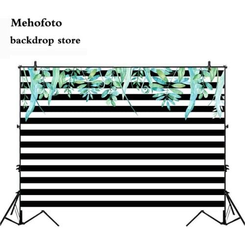 Mehofoto Photography Backdrops White and Black Stripe Zebra Crossing Line Birthday Party Wedding Photo Backdrop Seamless 819