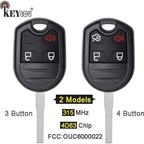 KEYECU 315MHz 4D63 Chip FCC: OUC6000022 2+1 3+1 3/4 Button Remote Car Key Fob for Ford C-Max Escape Focus Fiesta Transit